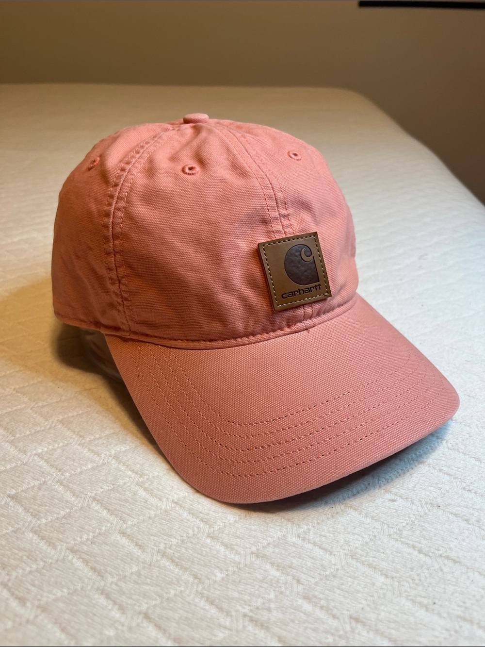 Carhartt Pink/Dusty Rose Canvas Cap with Leather Patch, 100% cotton, osfa